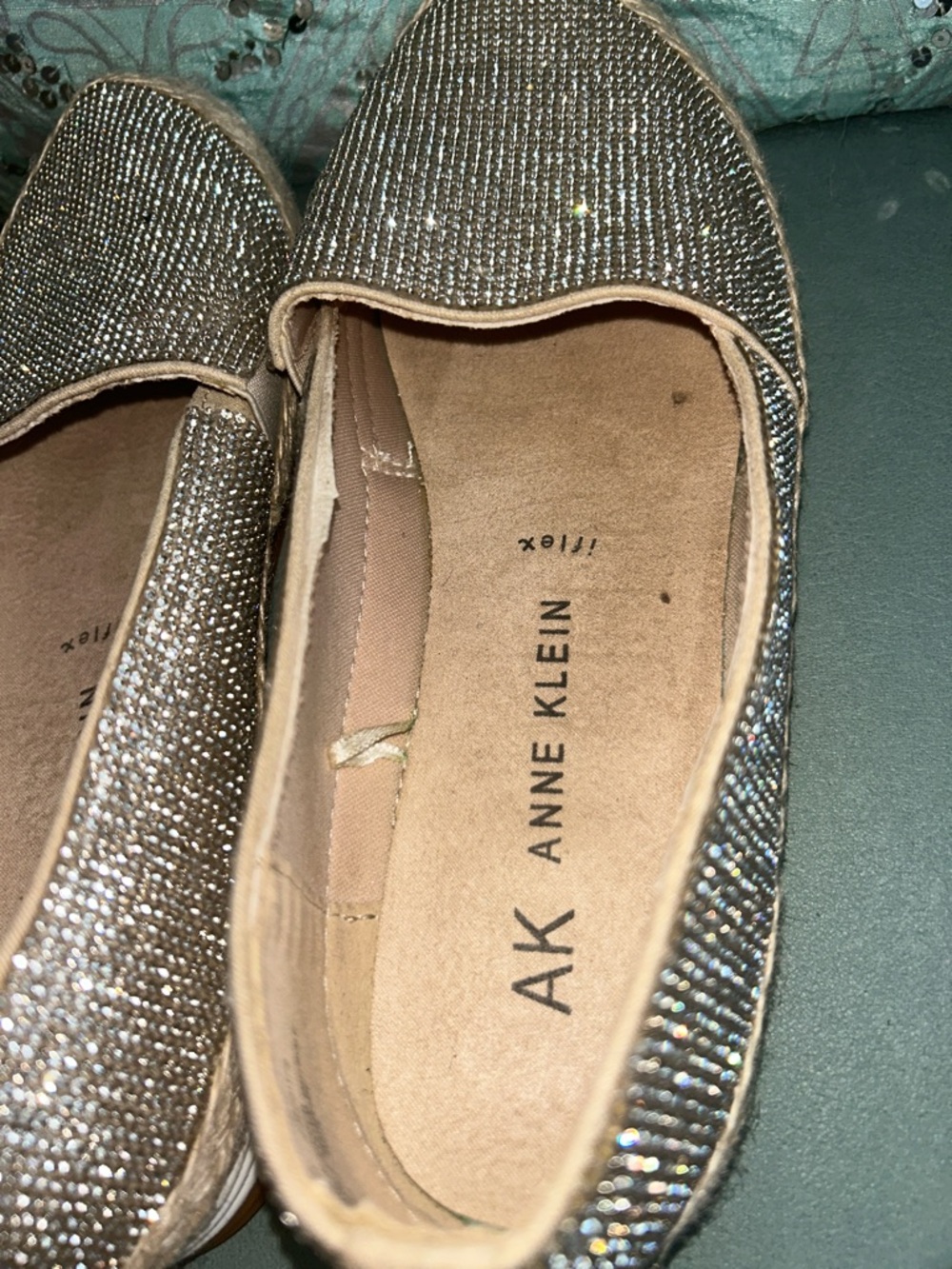 Anne Klein Women's Sparkle i flex Espadrille Slip-Ons in Silver Size 9.5 - Picture 5 of 6